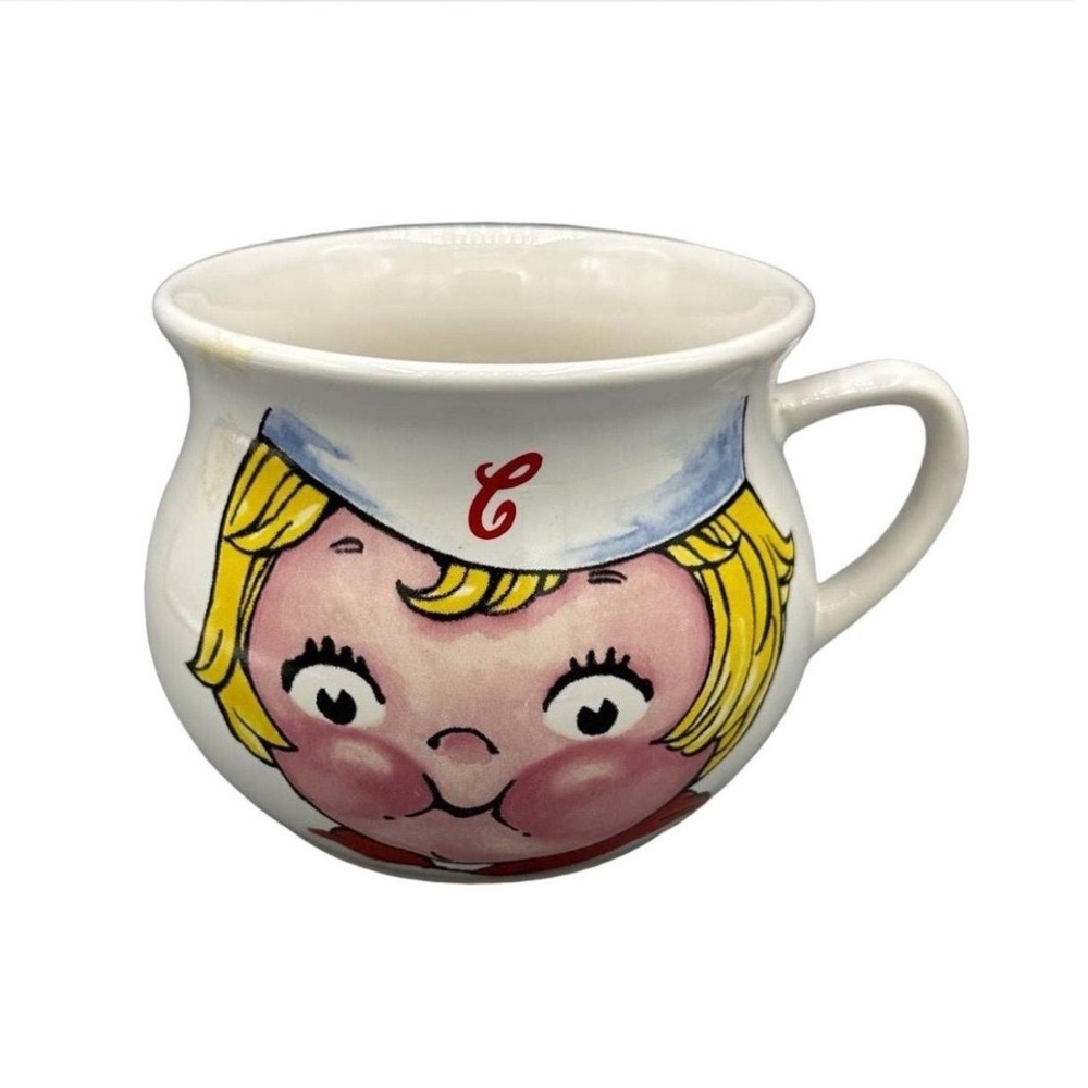 Vintage 1998 Campbell Soup Kids Ceramic Mug Houston Harvest White 3.5in